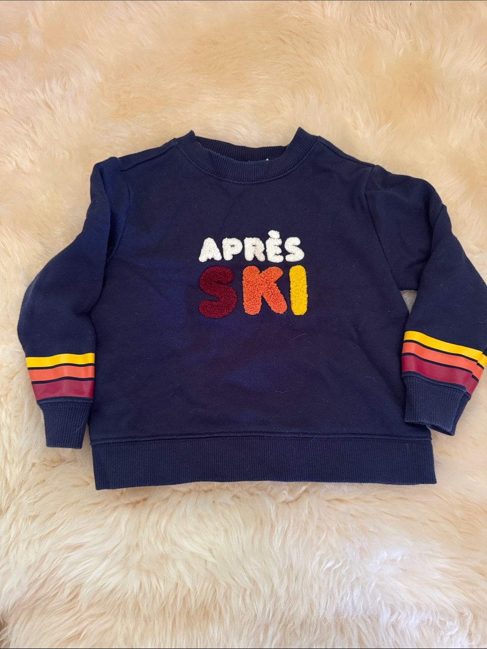 Janie and Jack Navy 'Après Ski' Pullover with Colorful Chenille Letters